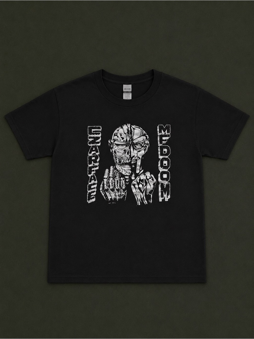 Graphic Black Skull Tee with White Print